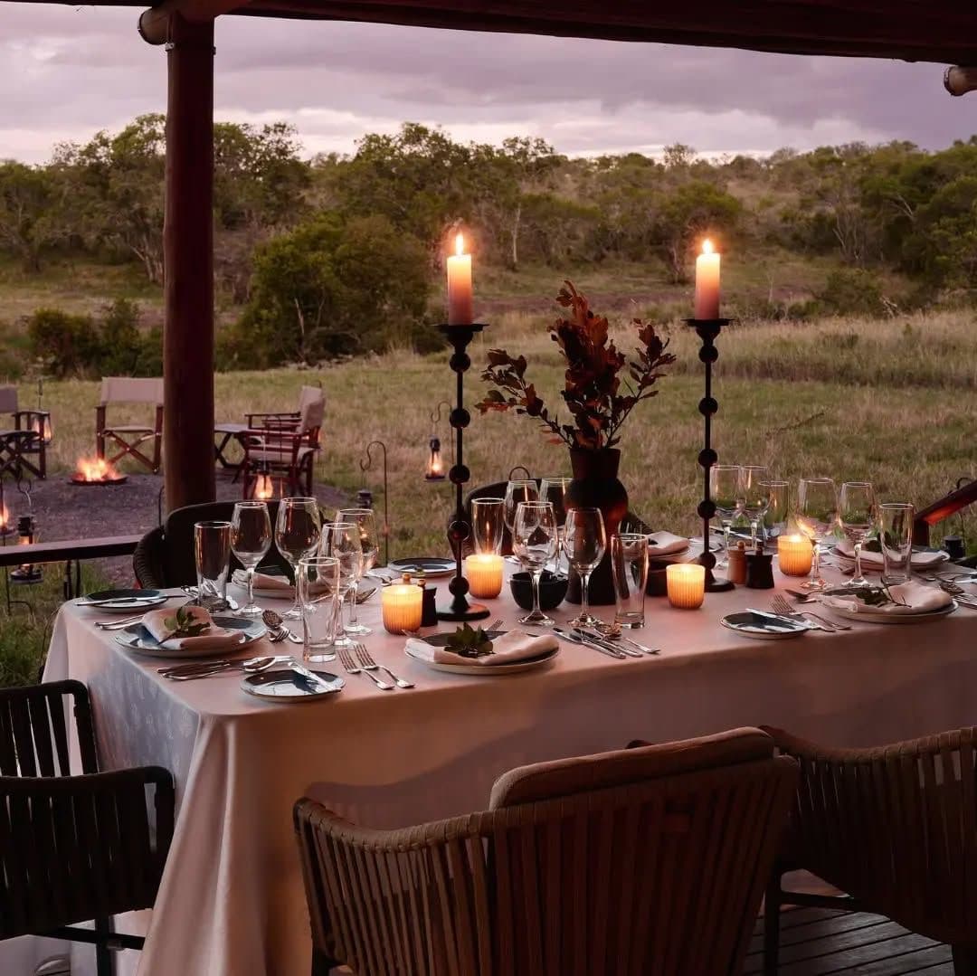 Candlelit dinner on the safari plains
