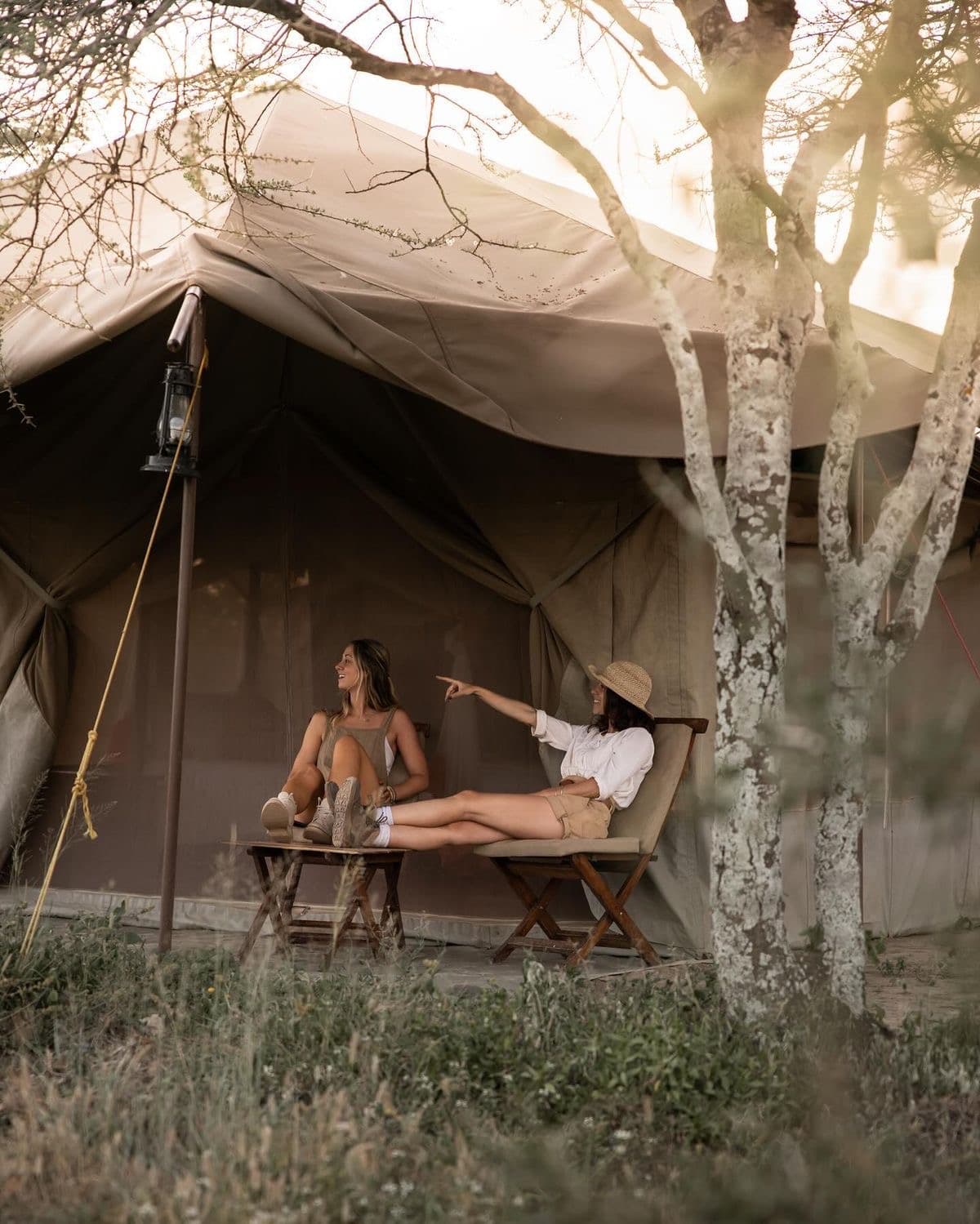 Shannon Tomascak and Ashley Scully at safari tent
